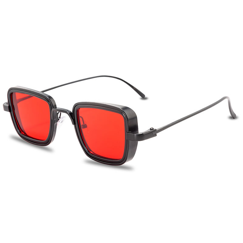 Óculos de sol de steampunk, óculos escuros da moda com design de marca para homens e mulheres, vintage, de metal quadrado, punk uv400, óculos escuros
