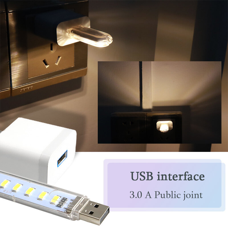 USB LED Buku Senter Bank Daya Buku Cahaya Bertenaga 5V Lampu Malam Portabel USB LED Buku Lampu 3LED 8LED SMD 5630 5730