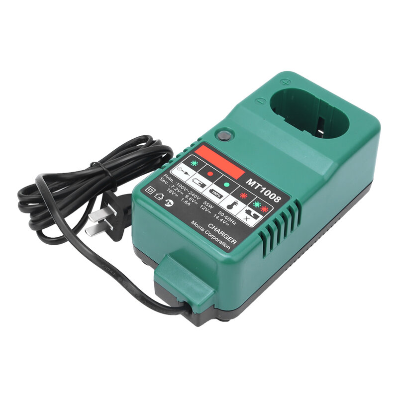 Carregador universal para bateria de furadeira elétrica mt1008, 7.2/9.6/12/14.4/18v, plugue eua, carregador universal 110-240v, plugue americano 110-240v