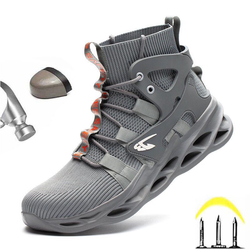 Zapatos de seguridad para el trabajo para hombre, botines de seguridad indestructibles, zapatillas de trabajo con punta de acero, 2021