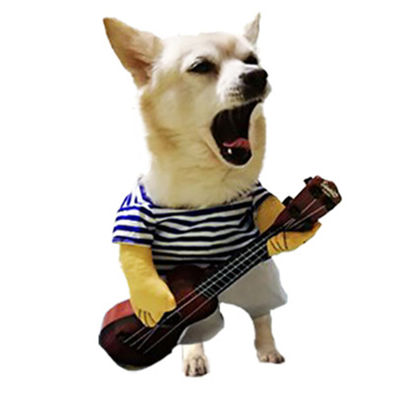 Cane da compagnia vestiti divertenti cani chitarra stile Rock abbigliamento Cosplay abiti comici Set natalizio Pet Cat Dog Festival abbigliamento per feste