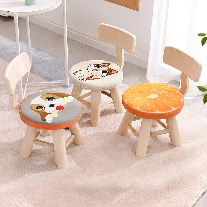 Wooden stool under small bench home shoe adults and children shoe changing stools under stools for room cartoon animal stool for children home furniture