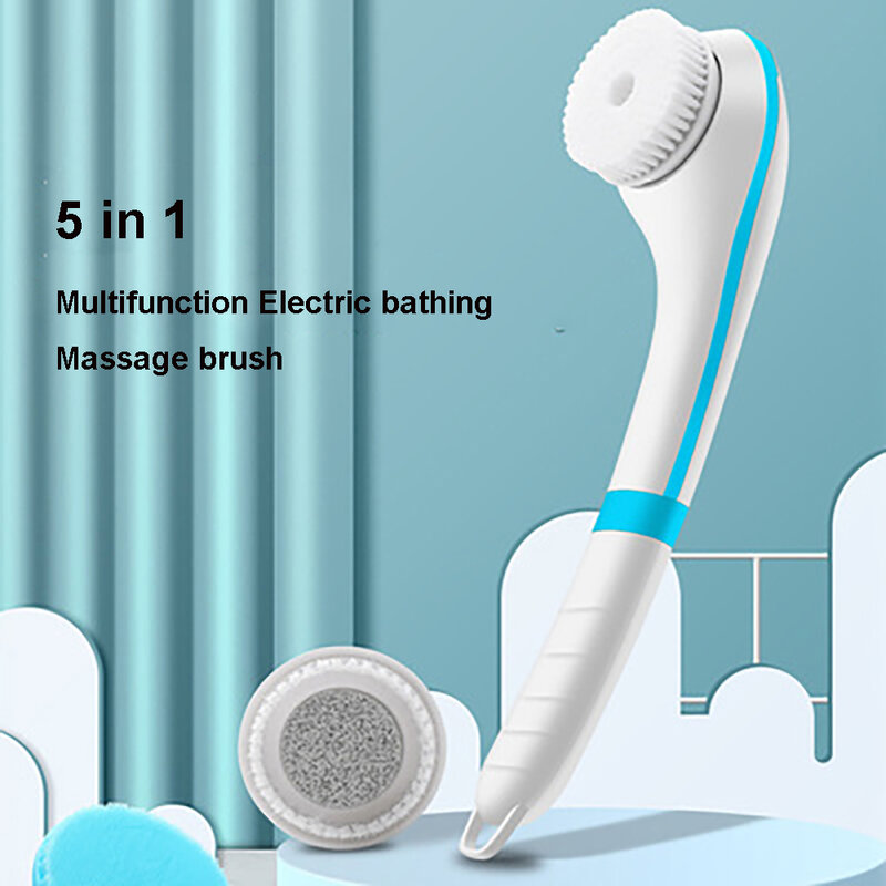 Spazzola da bagno per massaggio elettrico ricaricabile USB massaggio elettrico per uso domestico impermeabile massaggio alla schiena spazzola da bagno per capelli morbidi con manico lungo