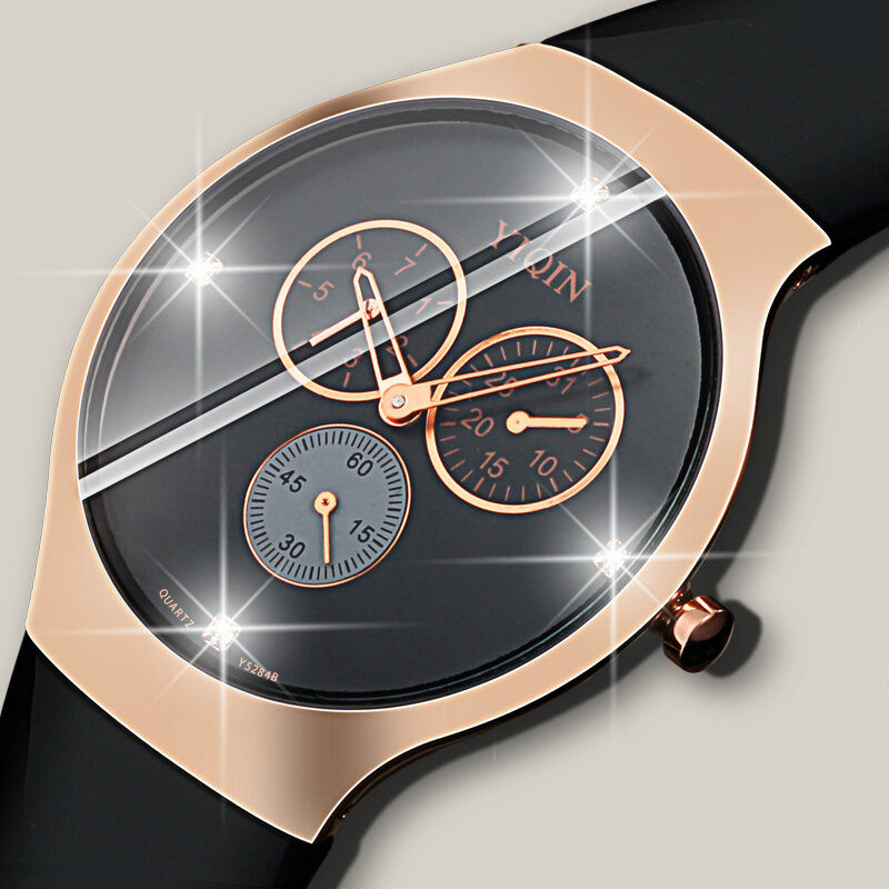 2020 Fashion Luxe Quartz Horloges Vrouwen Horloge Vrouwelijke Klok Rubber Mannen Fitness Horloges Diamond Dial Horloge