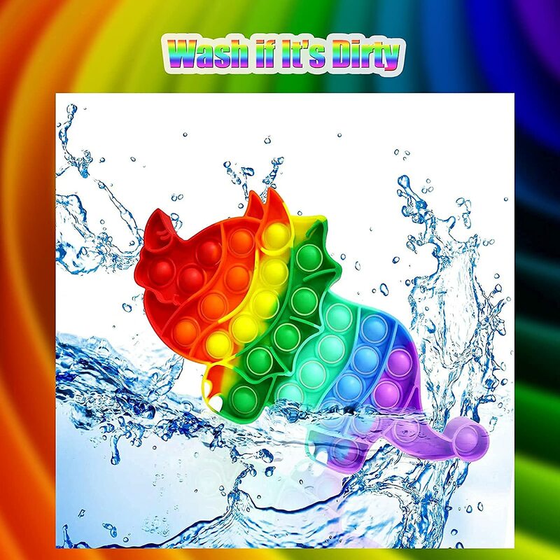 Dinozaur jednorożec Rainbow Push Poping zabawka spinner 4 paczka Popper ADHD gra stres Reliever fajne rzeczy, prezent dla dzieci dorośli