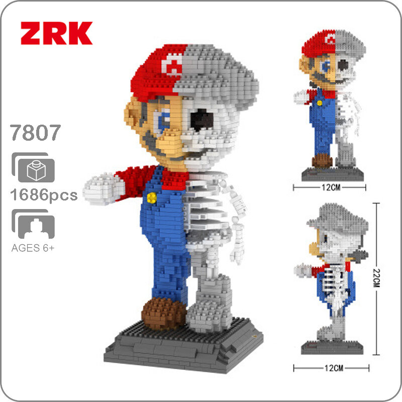 Бесплатная доставка ZRK 7807 Мини Строительные блоки японская игра-Аниме Super Marioed Mary Bros Brothers DIY бриллиантовые кирпичи игрушки VS LOZ