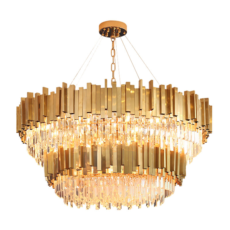 Modern Gold Luxury Crystal Chandeliers Lighting LED Pendant /Ceiling Light Fixture for Living Room Hotel Hall Decor Hanging Lamp