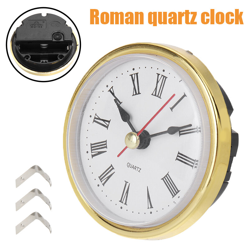 Horloge dorée 65mm, mouvement à Quartz, Shellhard, insérer le chiffre romain, accessoires 2-1/2 pouces