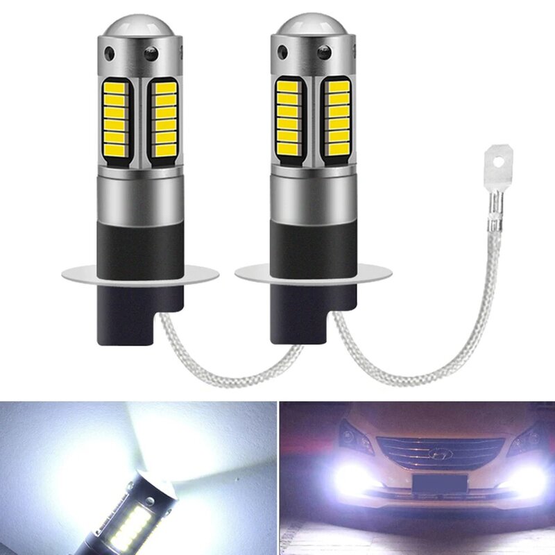 Bombilla LED H3 H1 superbrillante para coche, luces antiniebla de 12V, 6000K, lámpara de día de conducción, DRL, superbrillante, 30 4014SMD, 2 uds., 880 881