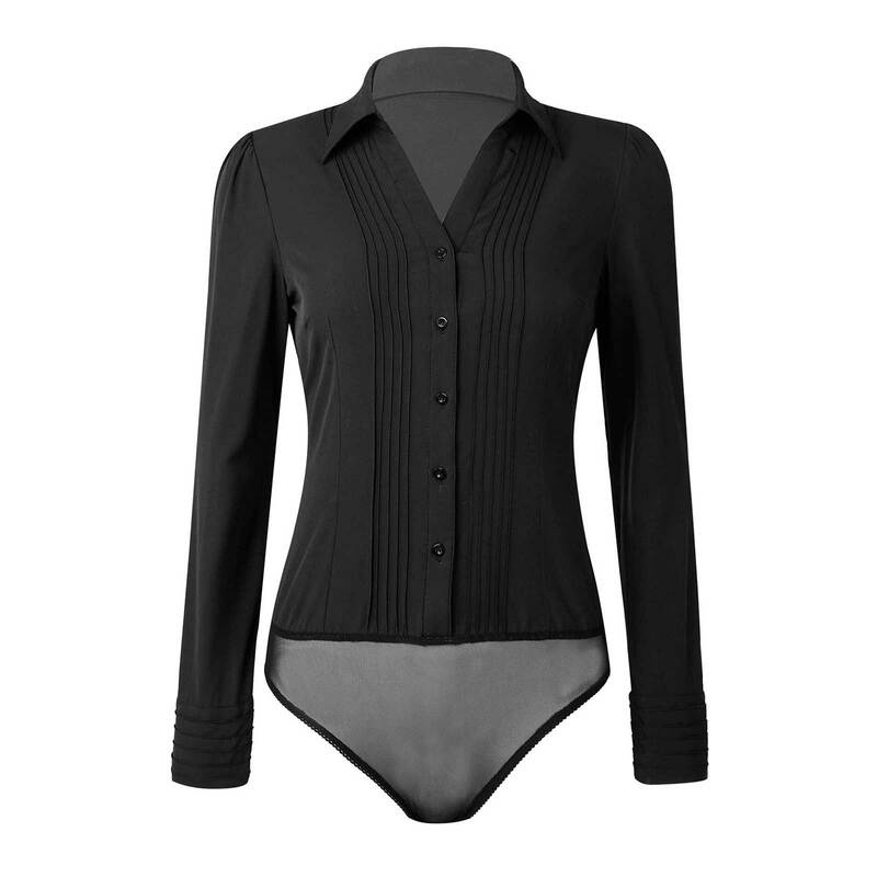 Blazer con solapa plisada para mujer, bodys formales de manga larga con un botón, traje de negocios para oficina, ropa de trabajo