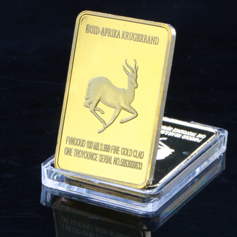 Sul africano nacional tesouro leão banhado a ouro comemorativa moeda bloco elk metal espelho bloco banhado a ouro barra decoração para casa