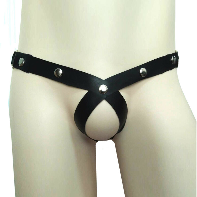 Sexy Men's G-String Thongs Artificial Leather Underwear See Through Underpants Sexy Lingerie Porno Thong Temptation Male Panties