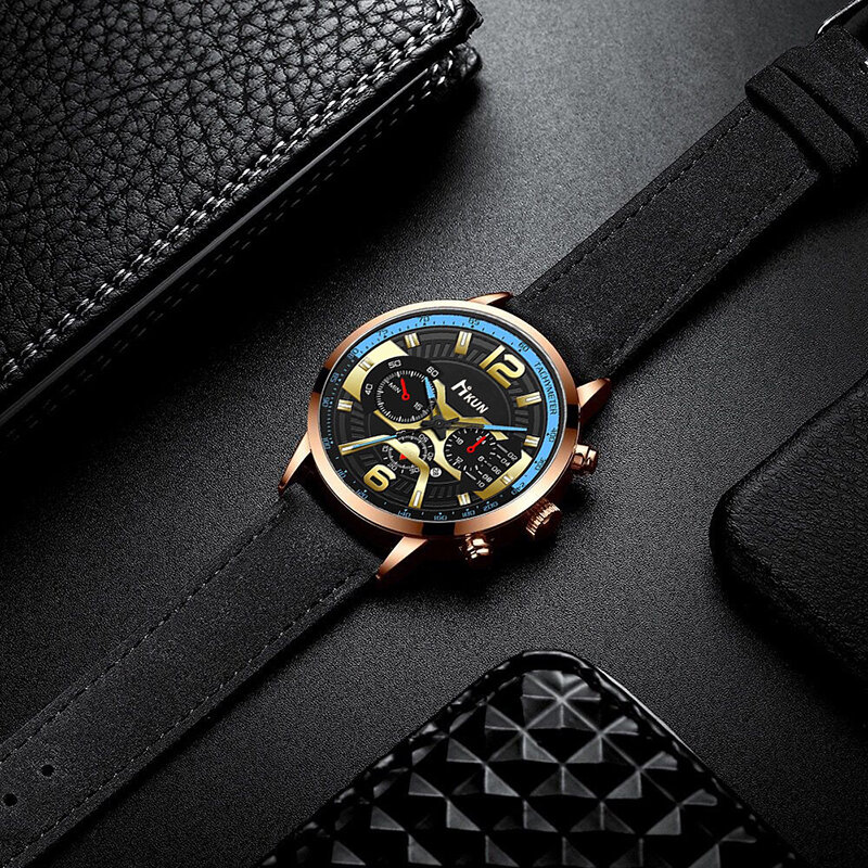 Новинка 2021, модные мужские кварцевые часы с кожаным ремешком, индивидуальные модные мужские наручные часы с календарем