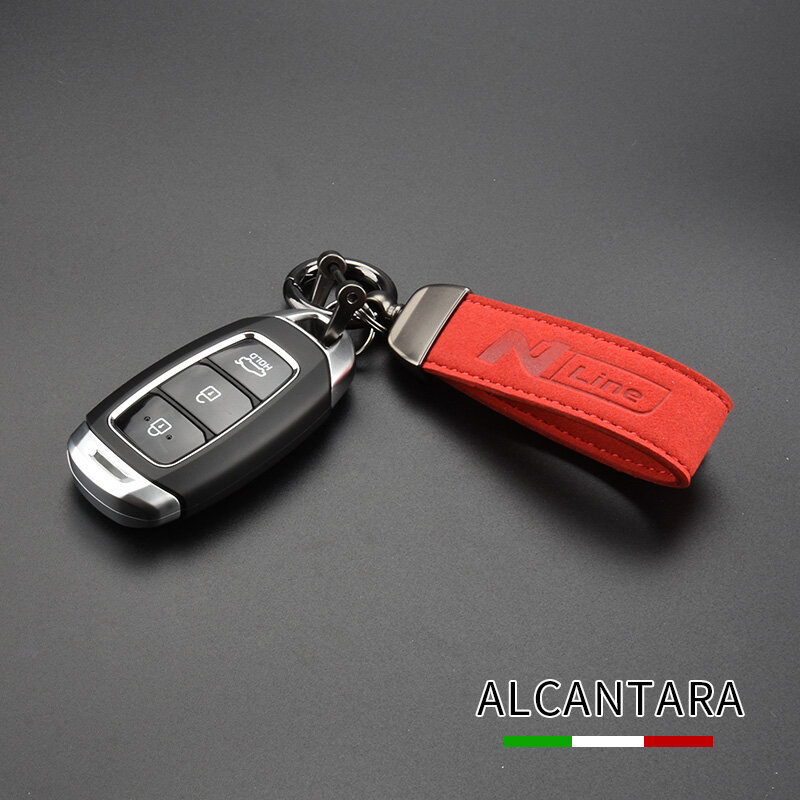Porte-clés en daim avec sangle, Logo N Line, pour Hyundai Tucson Sonata Creta Solaris Elantra Accent IX20 ix25 i30 IX30 i40 i35