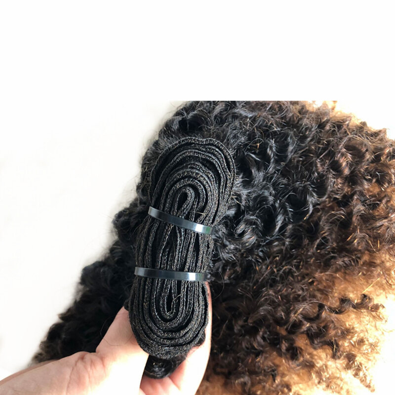 Halo Lady Beauty-extensiones de cabello humano rizado Afro para mujeres africanas, pelo Remy indio de color ombré, 1B/4/27