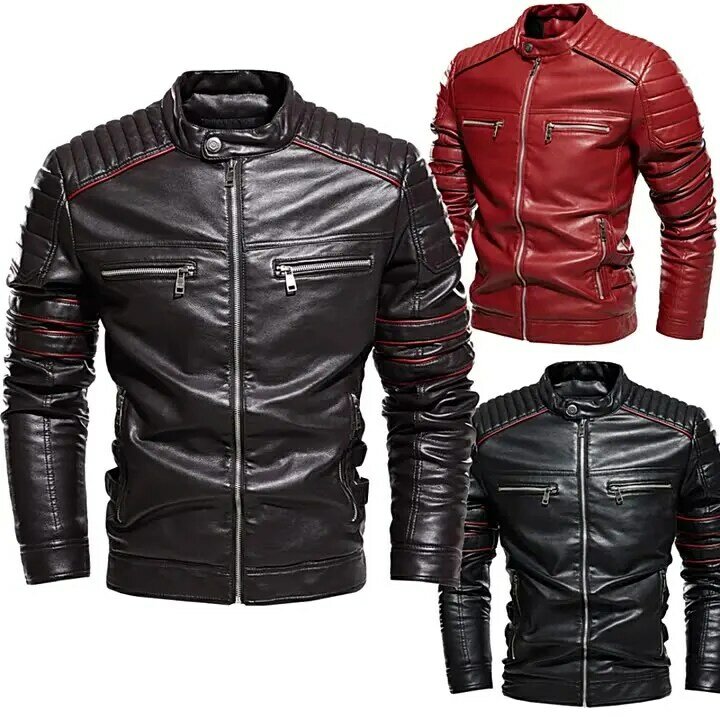 Jaqueta de couro masculina 2021 jaqueta masculina britânica jaqueta de motocicleta de ajuste fino além de veludo gola de pé casaco de couro do plutônio