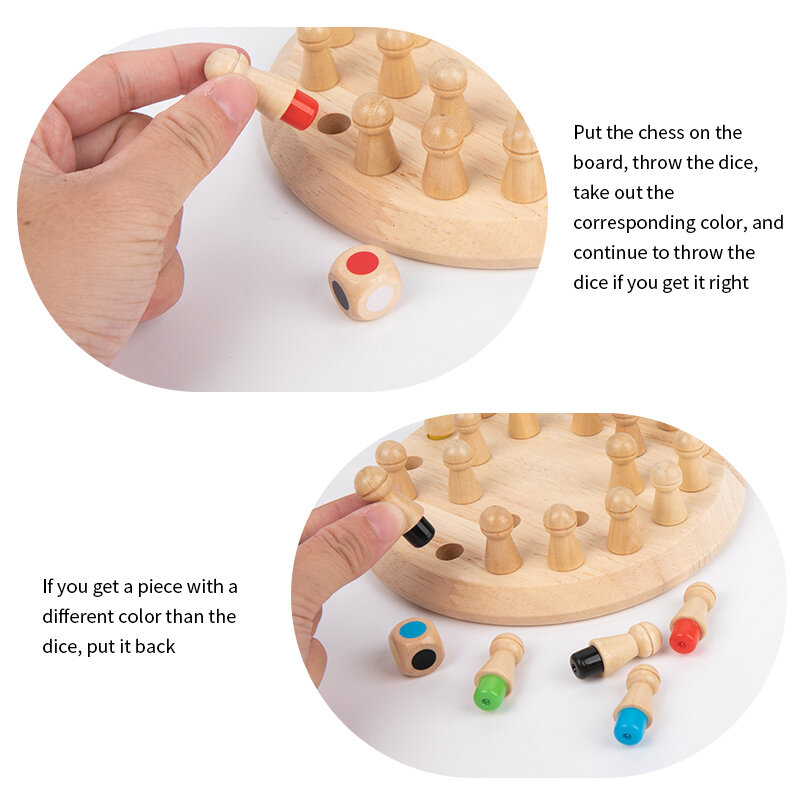 WEMMICKS-ajedrez de memoria de madera para niños, rompecabezas de Mesa de Color divertido, juguete educativo Montessori, capacidad cognitiva, juguetes de aprendizaje