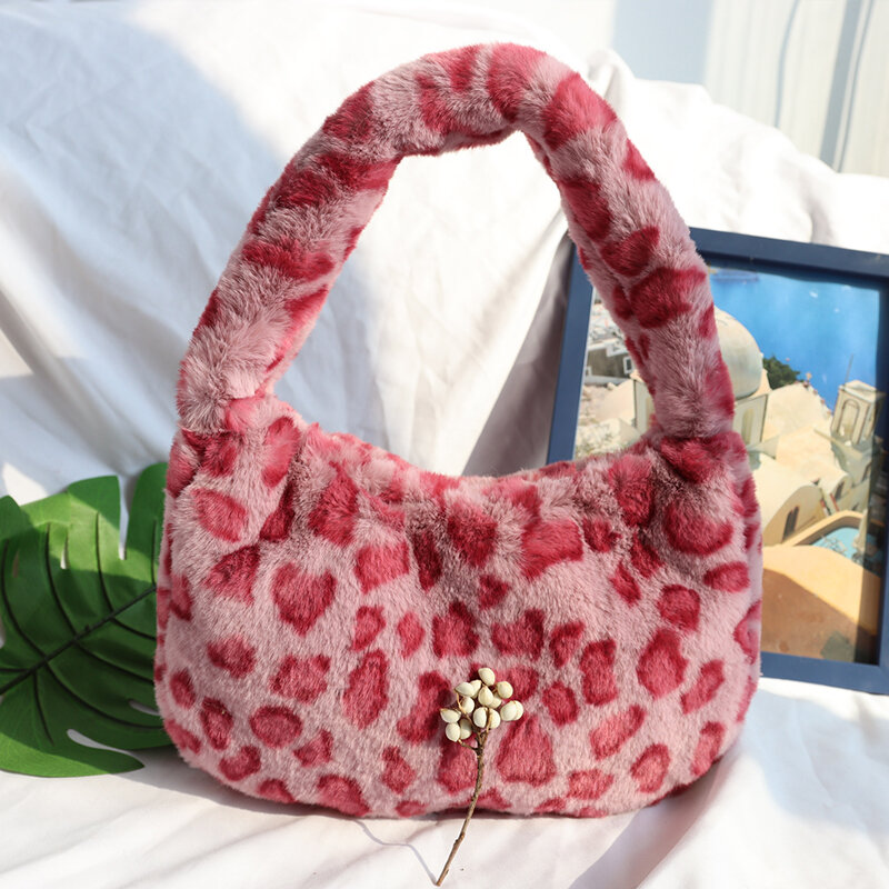 여성을위한 패션 소프트 플러시 레오파드 여성 핸드백 얼룩말 패턴 숄더 가방 2020 동물 인쇄 가짜 모피 가방 레이디 지갑