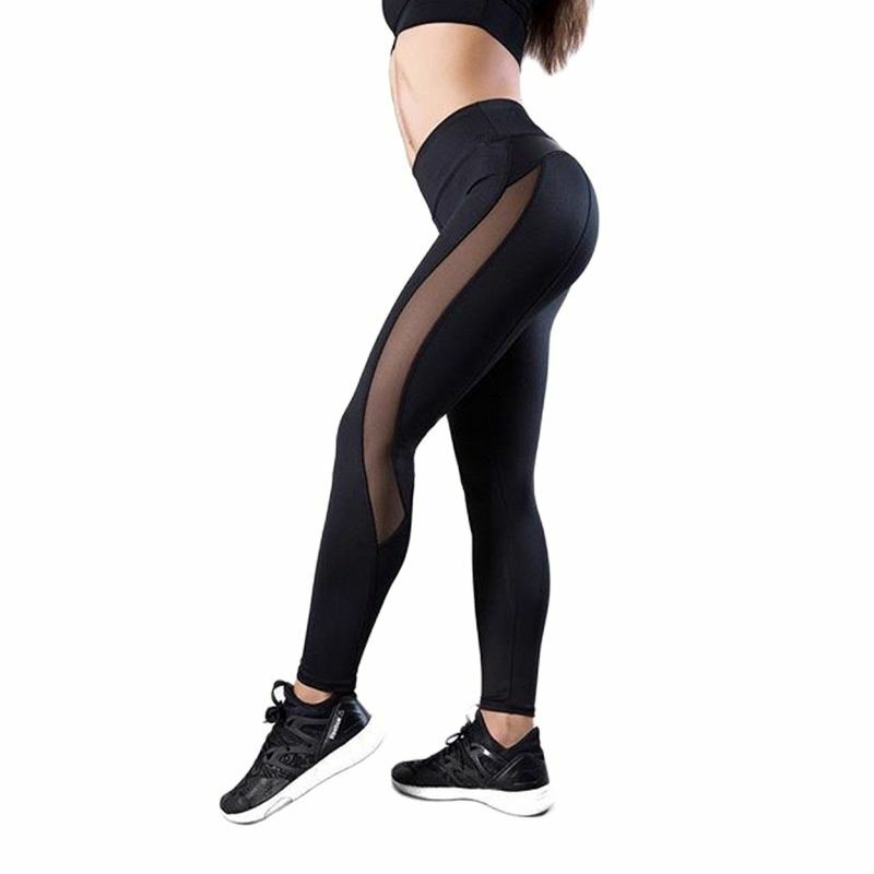 Penjualan Laris Celana Yoga Splicing Kulit Imitasi Hitam Olahraga Baru Celana Kebugaran Legging Olahraga Wanita
