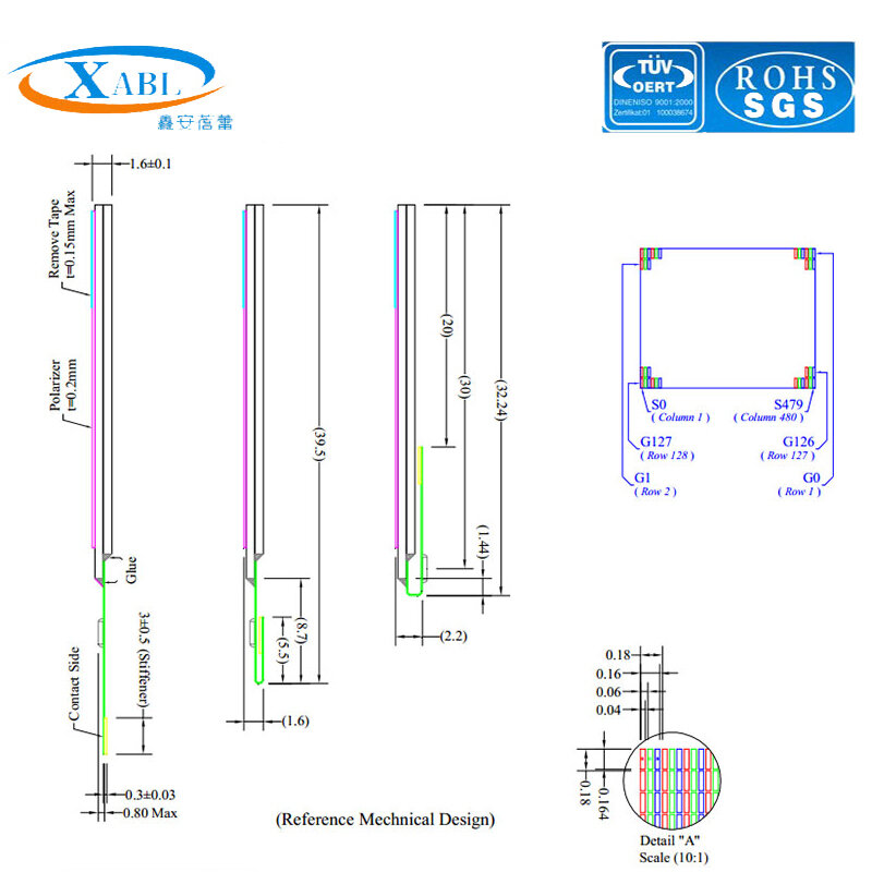 XABL 1.45 Cal moduł OLED rozdzielczość 160*128P moduł wyświetlacza OLED Factory Outlet rozmiar niestandardowy