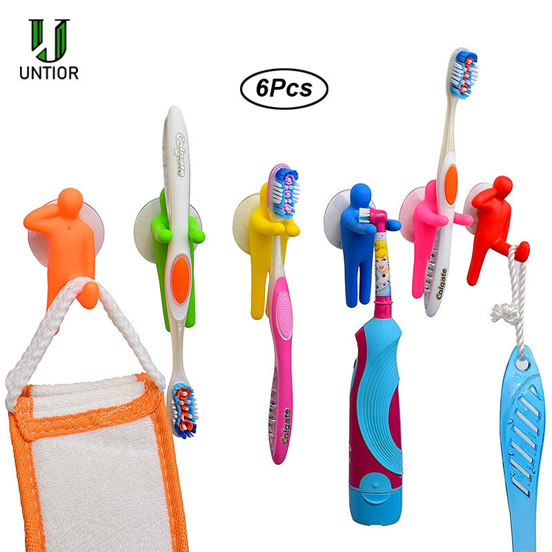 UNTIOR-soporte para cepillo de dientes de colores para niños, forma de gimnasia creativa, para baño, garaje, oficina y cocina, 6 uds.