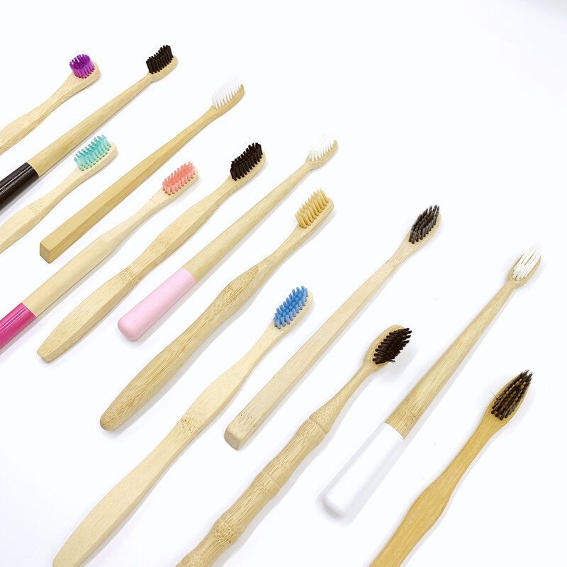 12Pack Bamboo Toothbrush Biodegradable Soft Bristle Toothbrush Wood Teeth Brush Mix Color Bamboo Handle Eco-friendly Oral Care