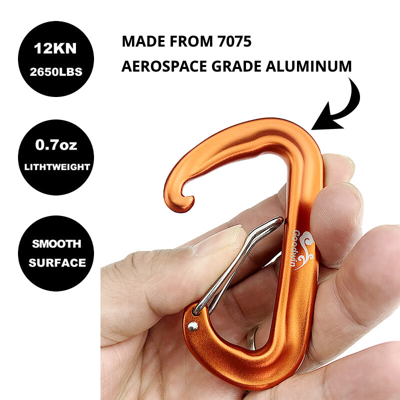 Durable 12KN D Carabiner Key Aluminum Wire Gate Spring Clip Locking Backpack Hammock Camping Hiking Climbing Equipment