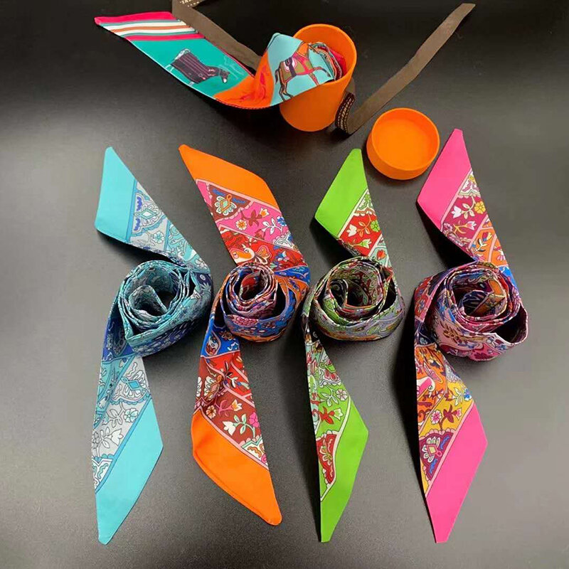 Luxury brand printed women's Silk Scarf accessories Ribbon