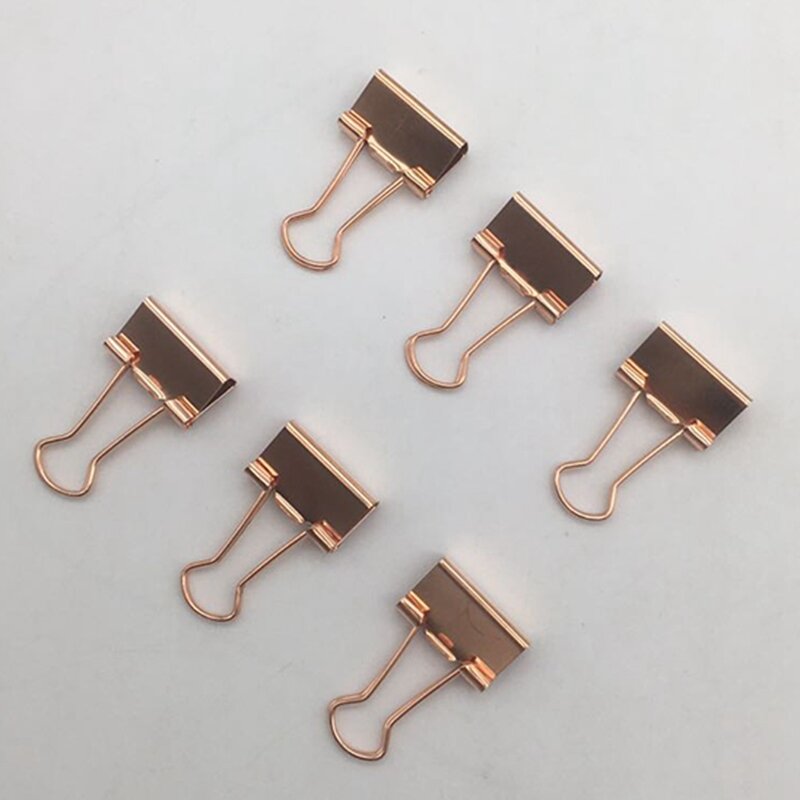 100Pcs 19mm Rose Gold Clamp Paper Binder Clips Bookmark Clips Memo Clip Student School Office Supplies