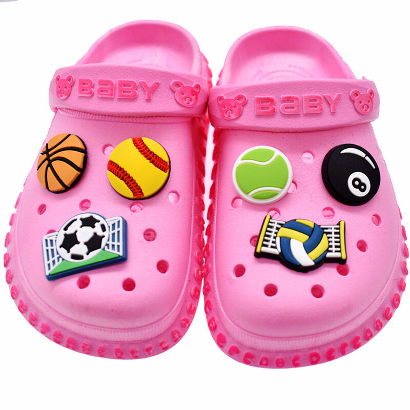 1 Buah Pesona Sepatu PVC Gaya Olahraga DIY Sepatu Basket/Sepak Bola/Bulu Tangkis Dekorasi Sepatu Aceessories Fit Croc Jibz Hadiah X-mas Anak-anak