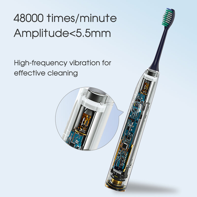 [Boi] 8交換ブラシヘッド多機能5モードきれいな歯usb充電充電式アダルトソニック電動歯ブラシIPX8