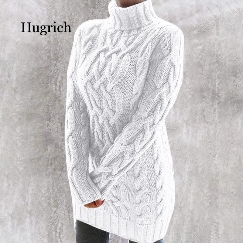 2020 maglione dolcevita spesso abito donna aderente Twist manica lunga maglia maglione lungo pullover caldo donna autunno inverno