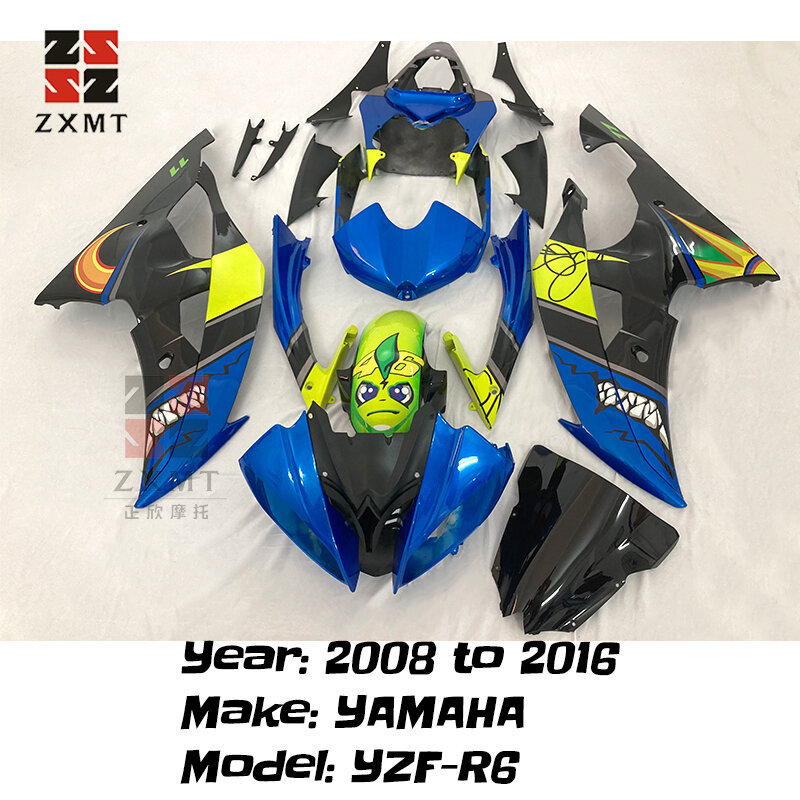 Аксессуары для мотоциклов ZXMT, панель из АБС-пластика, корпус, полный комплект обтекателей, подходит для YAMAHA YZF-R6 08 09 Blue Shark Fish 2008-2016