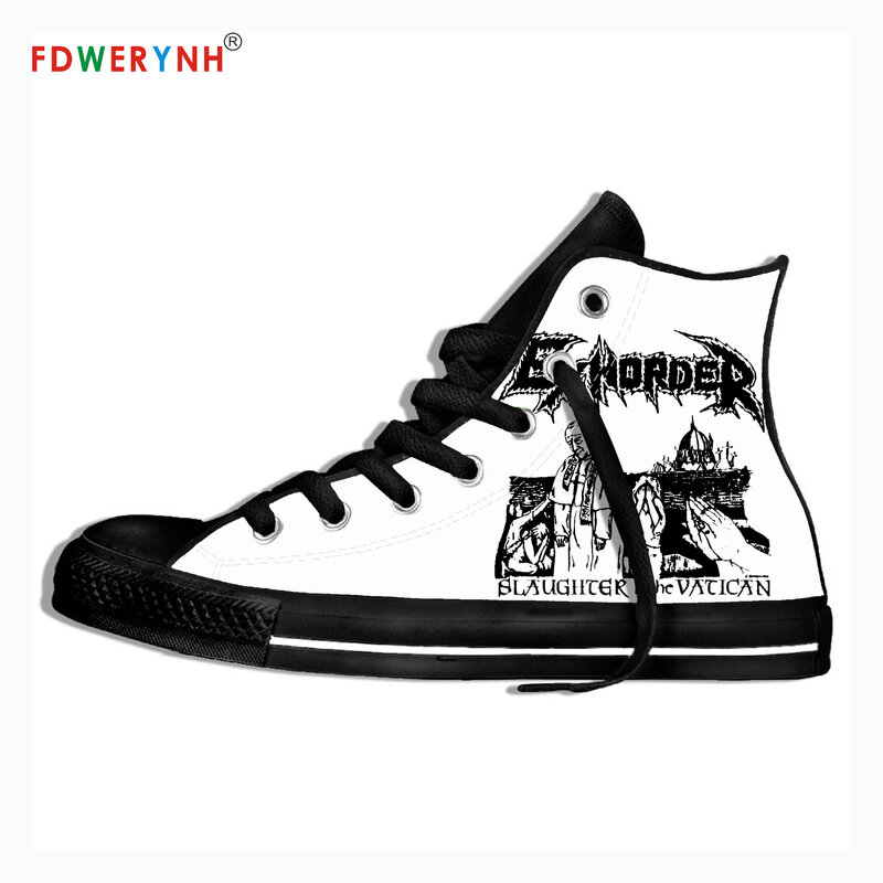 Męskie buty na co dzień Exhorder dla fanów muzyki Heavy metalowy zespół Logo spersonalizowane buty lekkie oddychające koronki Upcanvas na co dzień buty