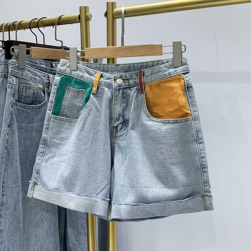 Modne letnie nowe koreańskie wersje dzikiego noszenia wysokiej talii luźny dżins szorty