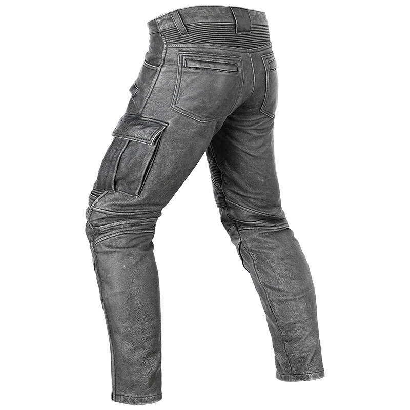 Pantalon de motard en cuir véritable pour homme, Vintage, noir, Style américain, grande taille 4XL, 2021