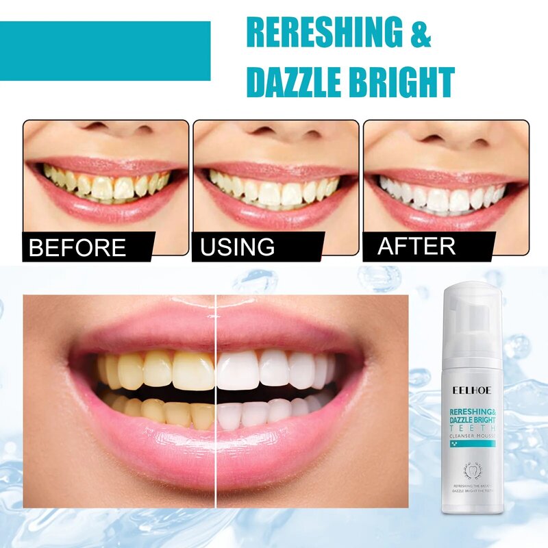 60ml dentes branqueamento mousse essência soro higiene oral limpeza remover manchas fresco respiração mousse fluido dental ferramentas