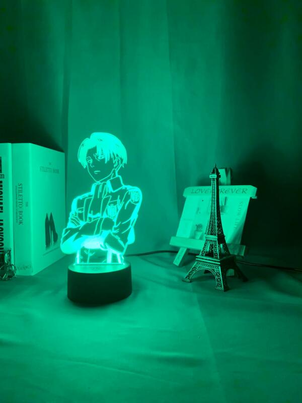 Светодиодная лампа с изображениями персонажей аниме, фигурами, обувь для косплея по аниме «атака на Титанов» ночной Светильник спальни сим...