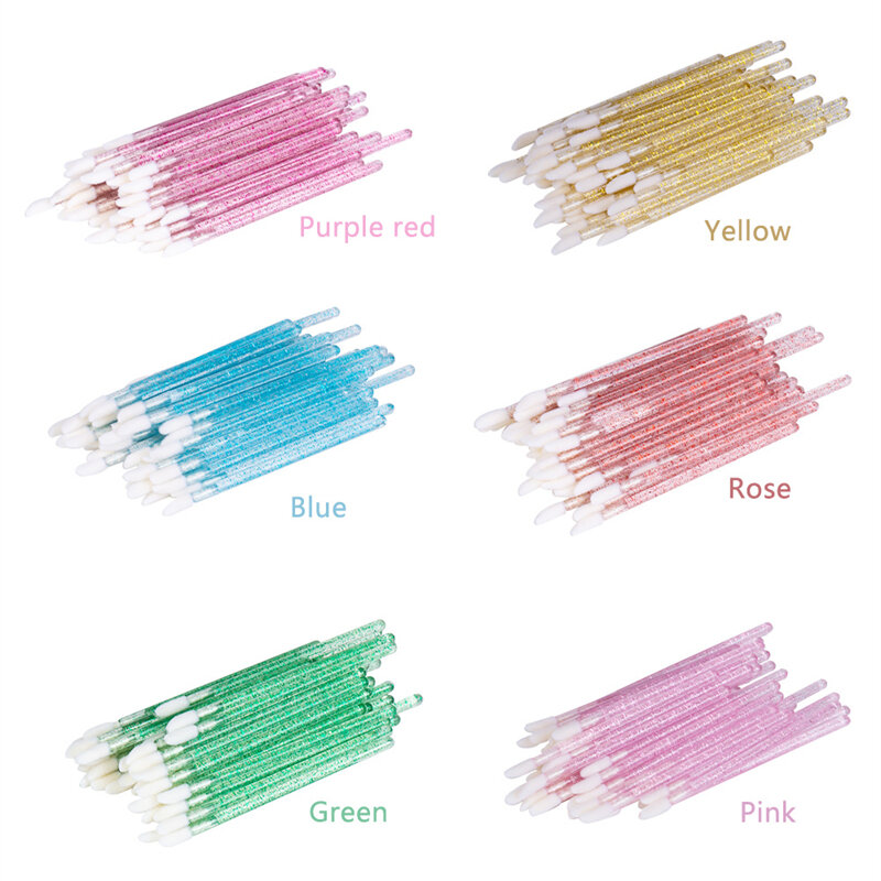 100 Buah Sikat Bibir Sekali Pakai Sikat Bulu Mata Kristal Bulu Mata Sikat Mikro Pembersih Perpanjangan Bulu Mata Alat Makeup Penyeka Kosmetik