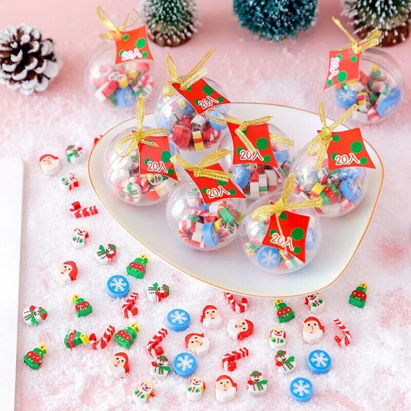 Bolas transparentes de plástico abierto para niños, colgante de 5cm para árbol de Navidad, adorno transparente de goma para Año Nuevo, regalos de navidad