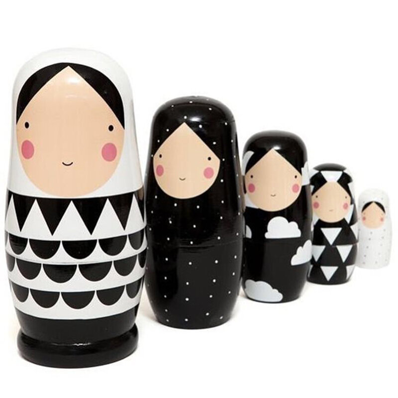 5 шт. набор русская матрешка куклы деревянная матрешка ручной росписью укладки Куклы Коллекционные ремесло игрушка 5 см 5,5*12,5 см