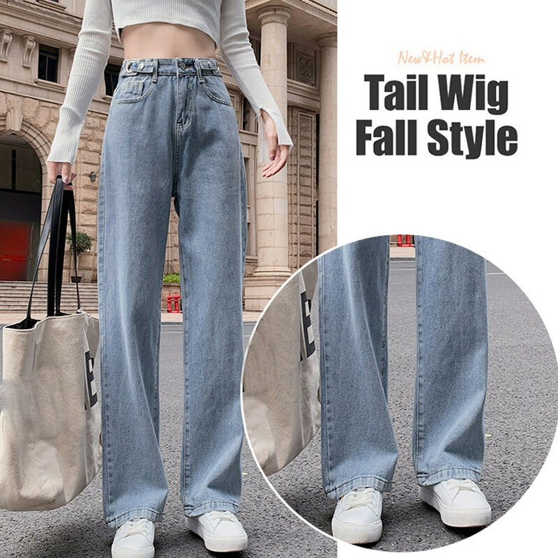 Vrouw Jeans Hoge Taille Kleding Wijde Pijpen Denim Kleding Blauw Streetwear Vintage Kwaliteit 2021 Mode Harajuku Rechte Broek