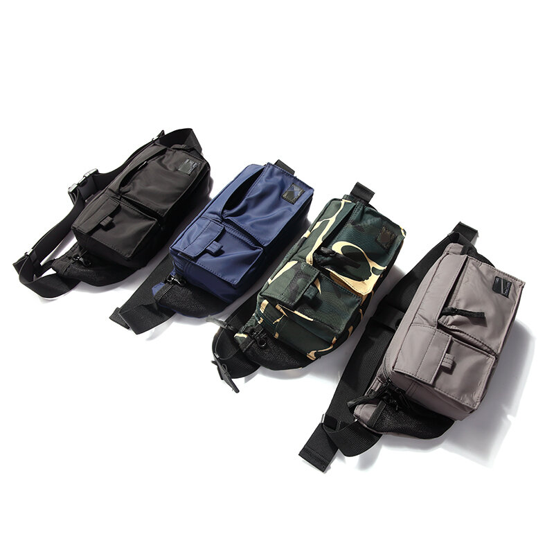 Bolsa japonesa de náilon unissex, bolsa transversal, casual, vários bolsos, bolsa de carteiro, à prova d'água, bolsa de peito masculina