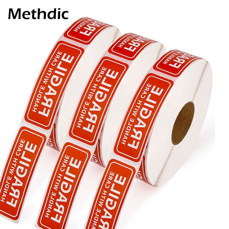 Metdic 1 'x 3' 2000 etiquetas Storng autoadhesivo pegatina de advertencia frágil pegatina de vinilo para el envío