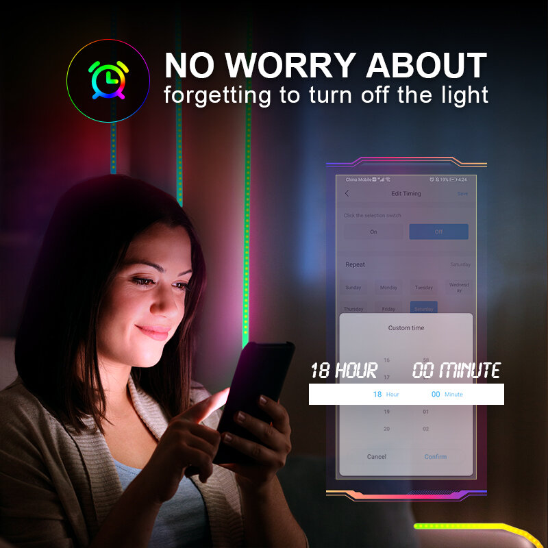 Tiras de luz led, funciona com controle remoto, wifi app pode ser escurecido 5050 tira conduzida, fita led flexível colorida, para decoração de casa