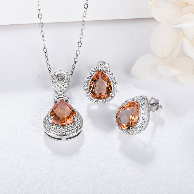 Set di gioielli di lusso in pietra preziosa Mintybox Zultanite per donna collana con orecchini ad anello in vero argento Sterling 925 per matrimonio di fidanzamento