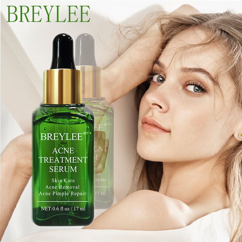 BREYLEE Tea Tree Acne Treatment Face Serum Reduce Acne Scars Essence Oil Control Moisturizer Brighten Shrink Pores Beauty Liquid