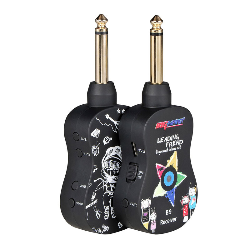 INGPARTNER 2 Buah Penerima Pemancar Gitar B9 Sistem Gitar Nirkabel Dapat Diisi Ulang 4 Saluran Pengambilan Bass Gitar Listrik