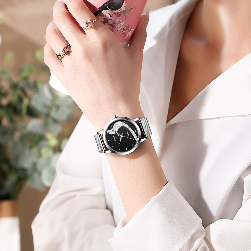 CRRJU orologio per donna Top Brand lusso quadrante via lattea Design da donna fascino orologio da polso moda squisita orologio al quarzo braccialetto