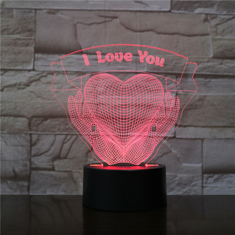 الحب رومانسية ثلاثية الأبعاد القلب LED ليلة ضوء لمبة مكتب الزفاف ديكور غرفة نوم عشاق و زوجين و الحبيب أفضل هدية 1795